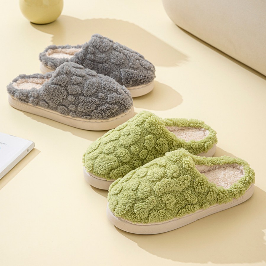  2025 New Style Women's Solid Color Cotton Slippers- Thick Warm Soft Couple's Indoor Fluffy Flat Shoes, Unisex Cute Home Slippers 