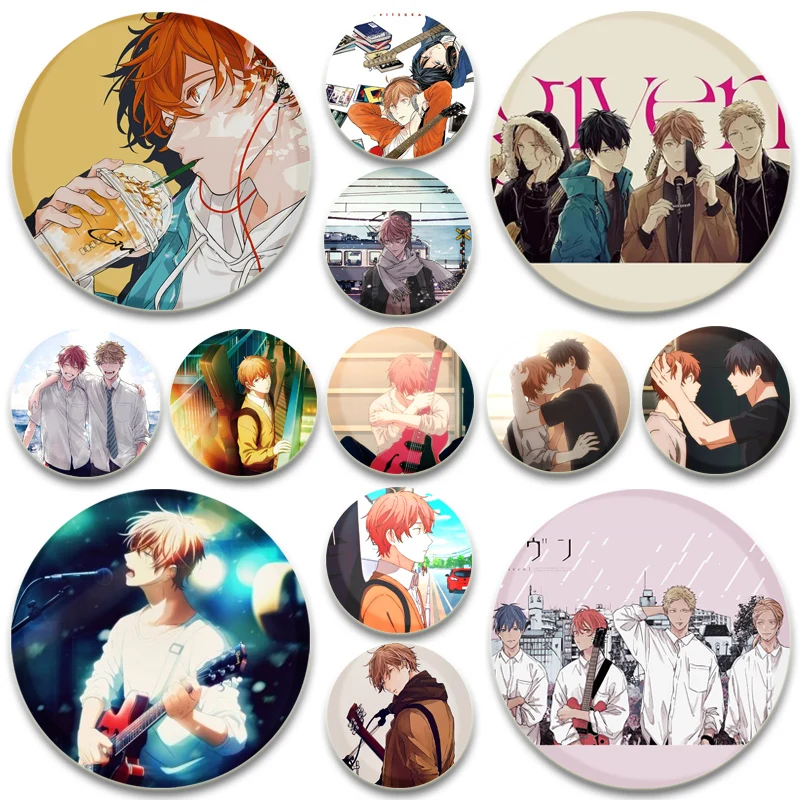 Anime GIVEN Enamel Pins Round Tinplate Brooches Satou Mafuyu Uenoyama Ritsuka Cartoon Badge Backpack Jewelry Accessories Gifts