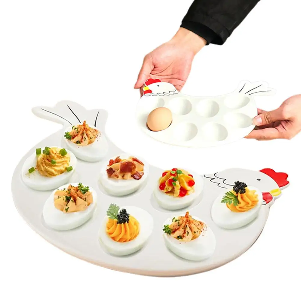 Deviled Egg Tray Deviled Egg Holder Tabletop Ceramic Sushi Easter Egg Display 8 Easter Egg Tray Ceramic Dish For Party P8F1