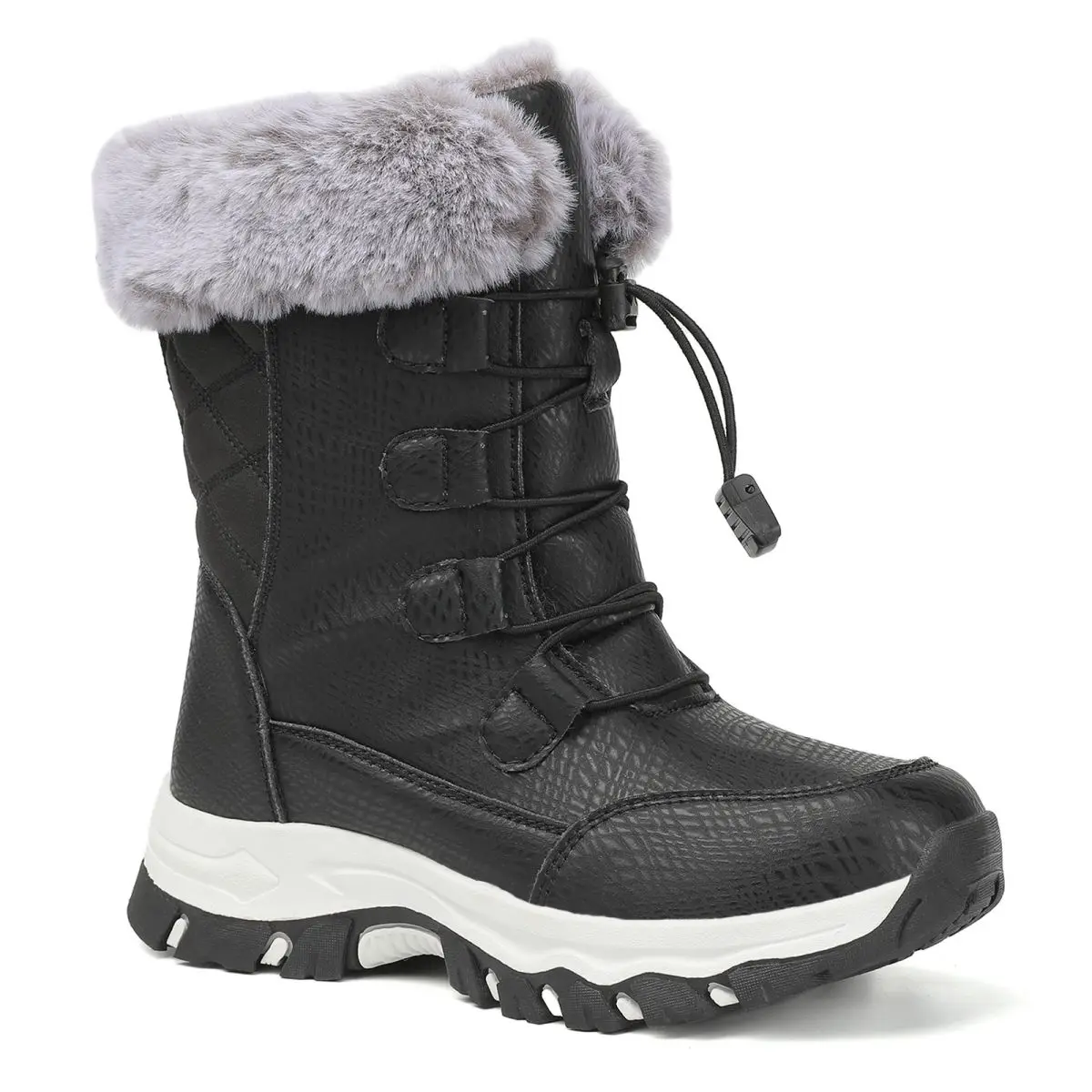 Womens Winter Snow Boots Waterproof Shoes Walking Comfortable Hiking Tennis Booties Furry Mid Calf Warm Lightweight