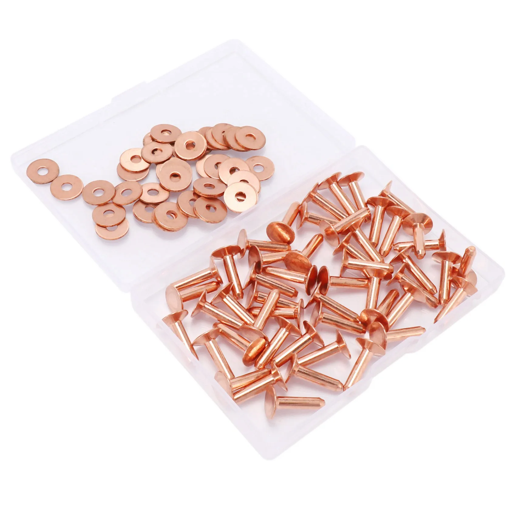 50 Sets Copper Rivets and Burrs, Copper Rivets for Leather for Belts Wallets Collars Leather DIY Craft Supplies 5/8 Inch