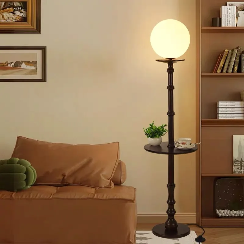 مصباح أرضي لطاولة القهوة بتصميم عتيق من العصور الوسطى لغرفة المعيشة وأريكة جانبية وغرفة النوم الأمريكية مصباح مكتبي للتخزين من الخشب الصلب #4