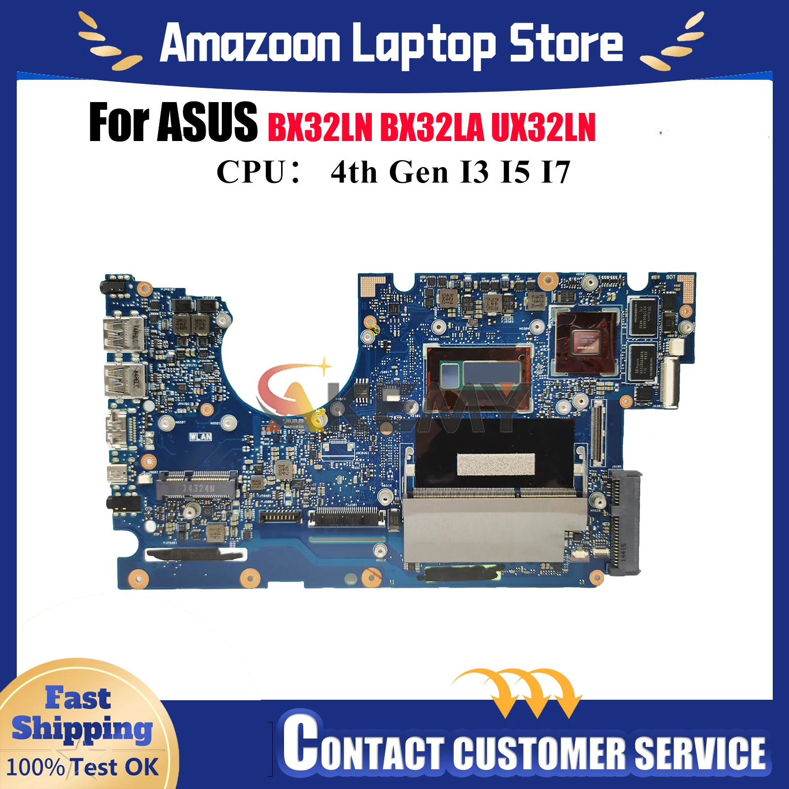 

Материнская плата UX32LN для ноутбука ASUS ZenBook UX32LN UX32L BX32LA BX32LN, материнская плата для ноутбука с процессором I3 I5 I7, 100% тест, ОК, быстрая доставка
