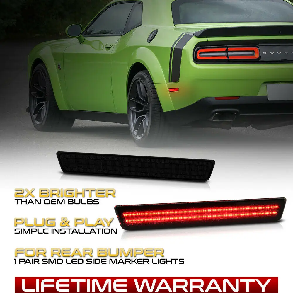 For Dodge Challenger 2015 2016 2017 2018 2019 2020 2021 2022 Smoked Lens Front Rear Bumper LED Side Marker Lamp Light Kits 4Pcs