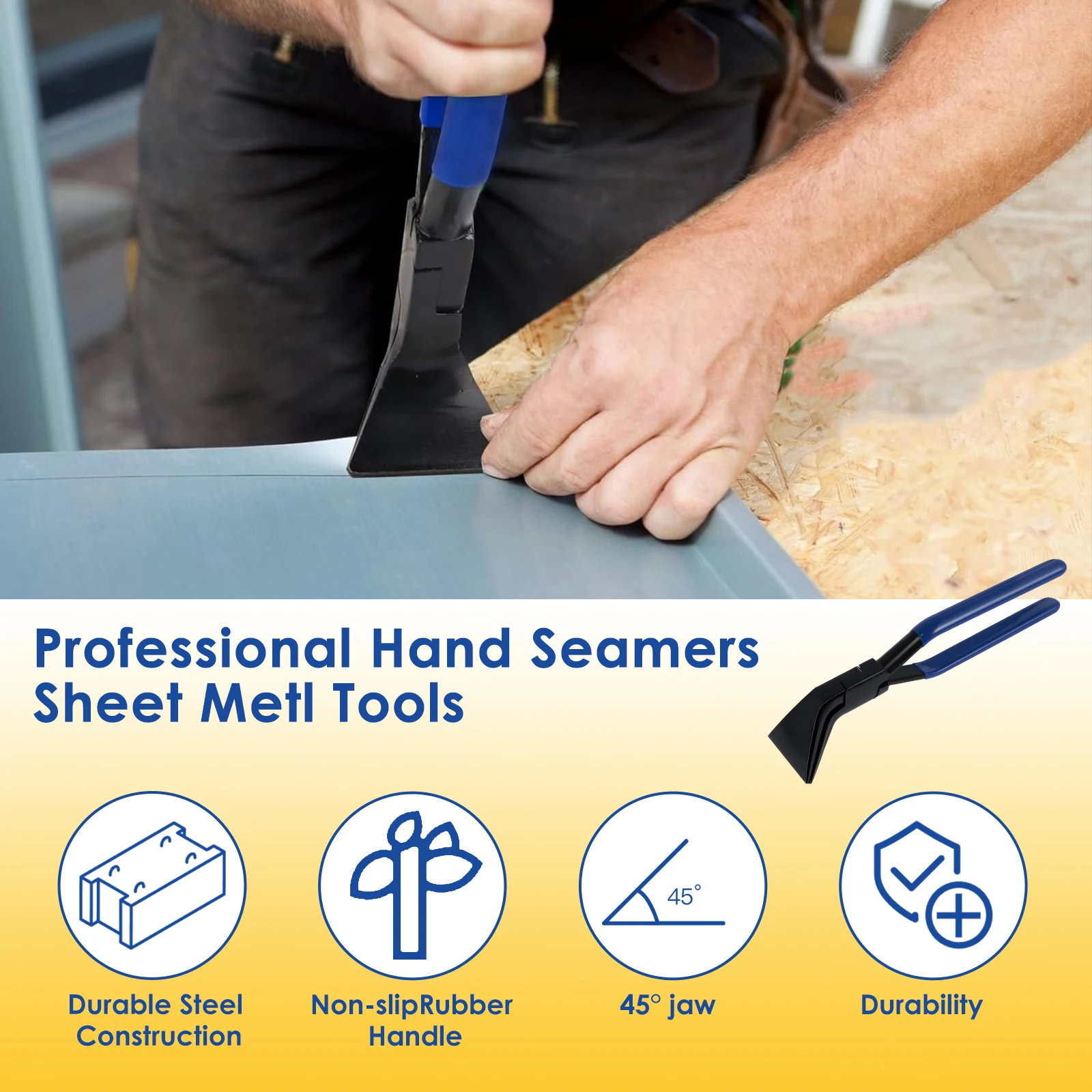 Metal Bending Pliers Flattering Pliers Straight & 45° & 90° Hand Seamers Sheet Metal Tools for Bending & Flattening Sheet Metal