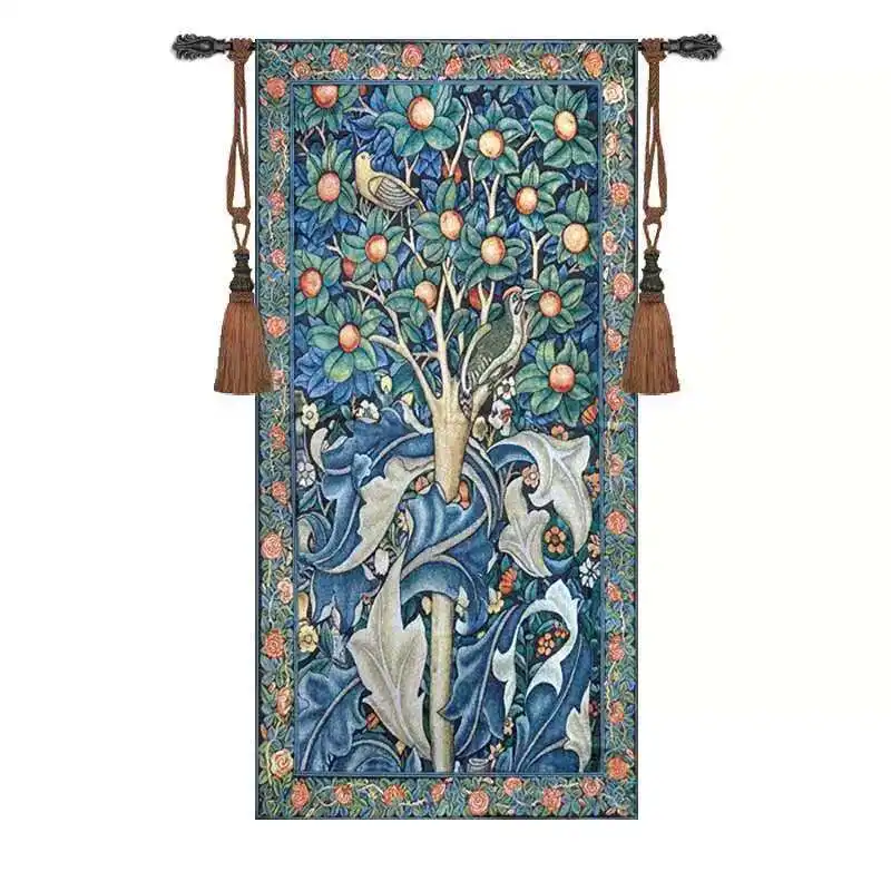 

European Art Jacquard Tapestry Classical British Style Ins Wall Large Tapestry Soft Decoration Woodpecker
