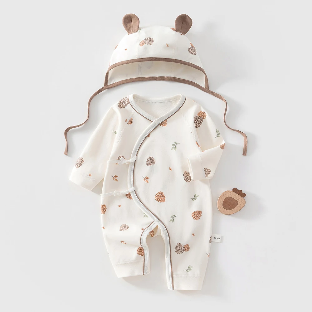 Cotton Newborn Baby Romper 0-6M Cartoon Fruit Infant Jumpsuit with Hat Soft Comfortable New Born Baby Clothes