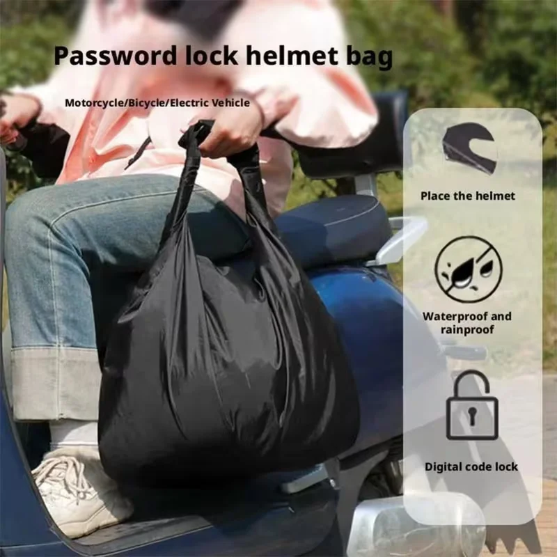 Portable Motorcycle and Bicycle Equipment Baotou Helmet Bag Waterproof Password Lock Anti-theft Luggage Storage Bag Rider