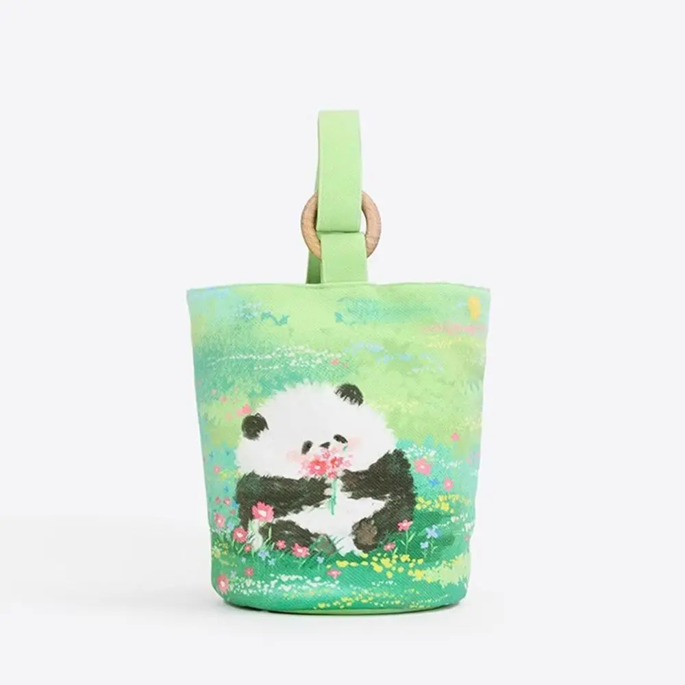 Large Capacity Cute Panda Bucket Bag Cute Korean Style Lunch Bag Mummy Bag Tote Bag Canvas Handbag Women