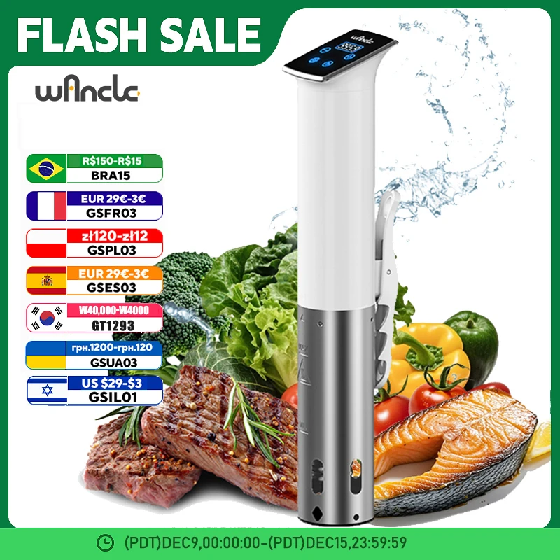 Wancle Sous Vide Cooker IPX7 Waterproof Vacuum Cooker 1100W Immersion Circulator Cooking With LED Digital Accurate Smart Control