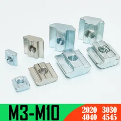 100/lot Slot T Block Square Nut for 3D Printer Sliding T Nuts Hammer Drop In Nut Connector 2020 3030 Aluminum Extrusion Profile