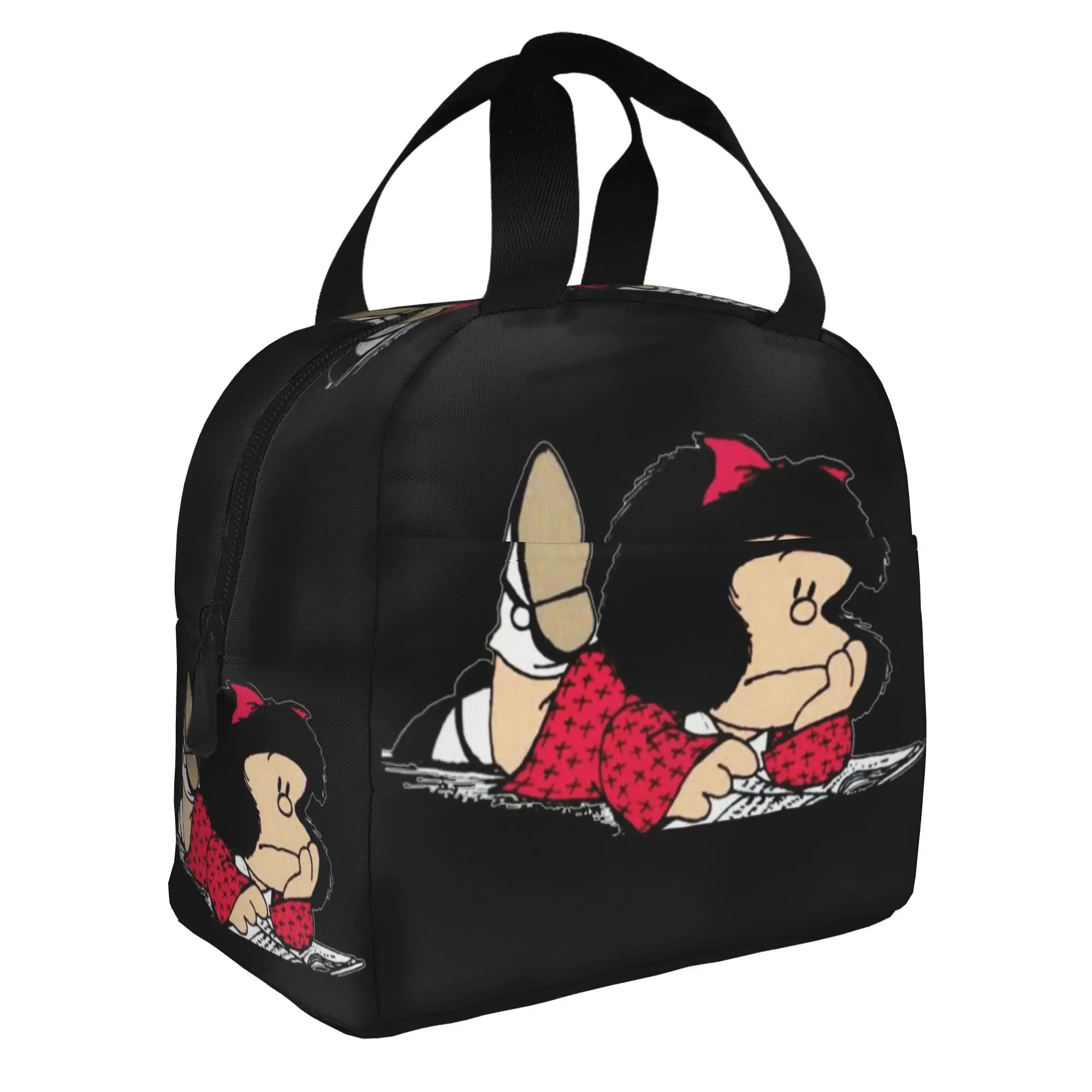 M-Mafaldas Portable Lunch Box Women Waterproof Argentine Cartoon Quino Comic Thermal Cooler Food Insulated Lunch Bag School