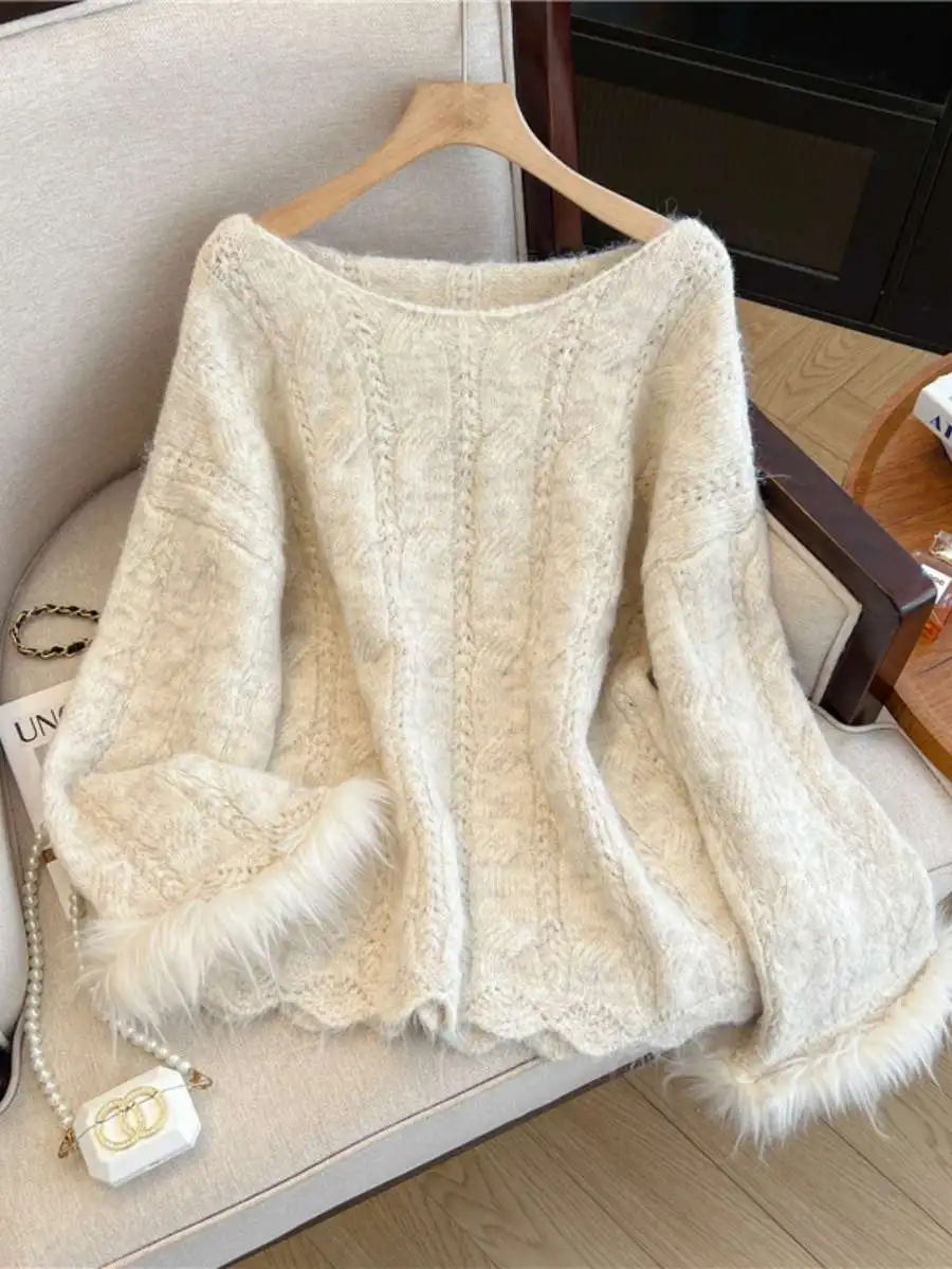 

Мягкий уютный вязаный свитер, пальто на осень-зиму, большие размеры, женский ленивый свитер Bell Sve Top Faion, удобный трикотаж