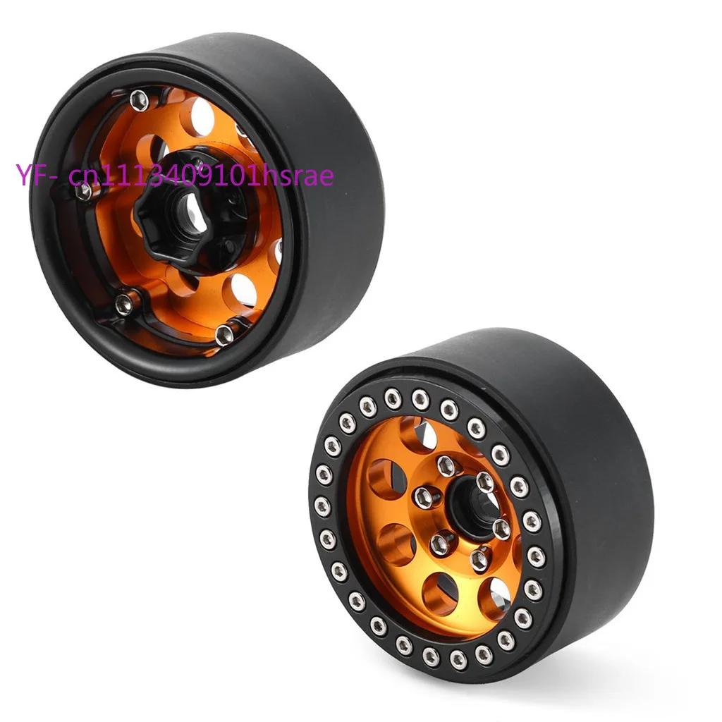 RC 1.9 Inch Crawler Metal Beadlock Wheel Rims 8 Holes Spoke Black Gold