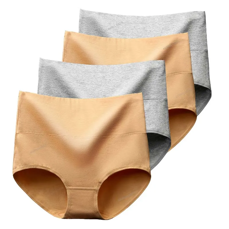 4 stks/partij Hoge Taille Ondergoed Katoenen Slipje Vrouwen Body Slim Abdominale Ondergoed Plus Size Meisjes Slips Vrouwelijke Lingerie Shaper