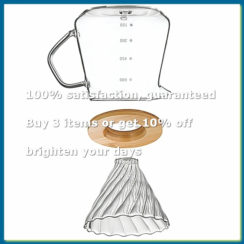 Coffee Filter Cup with Wood Stand 600ml Coffee Machine Hand Brew Coffee Pot Set Coffee Maker Cup Accessories