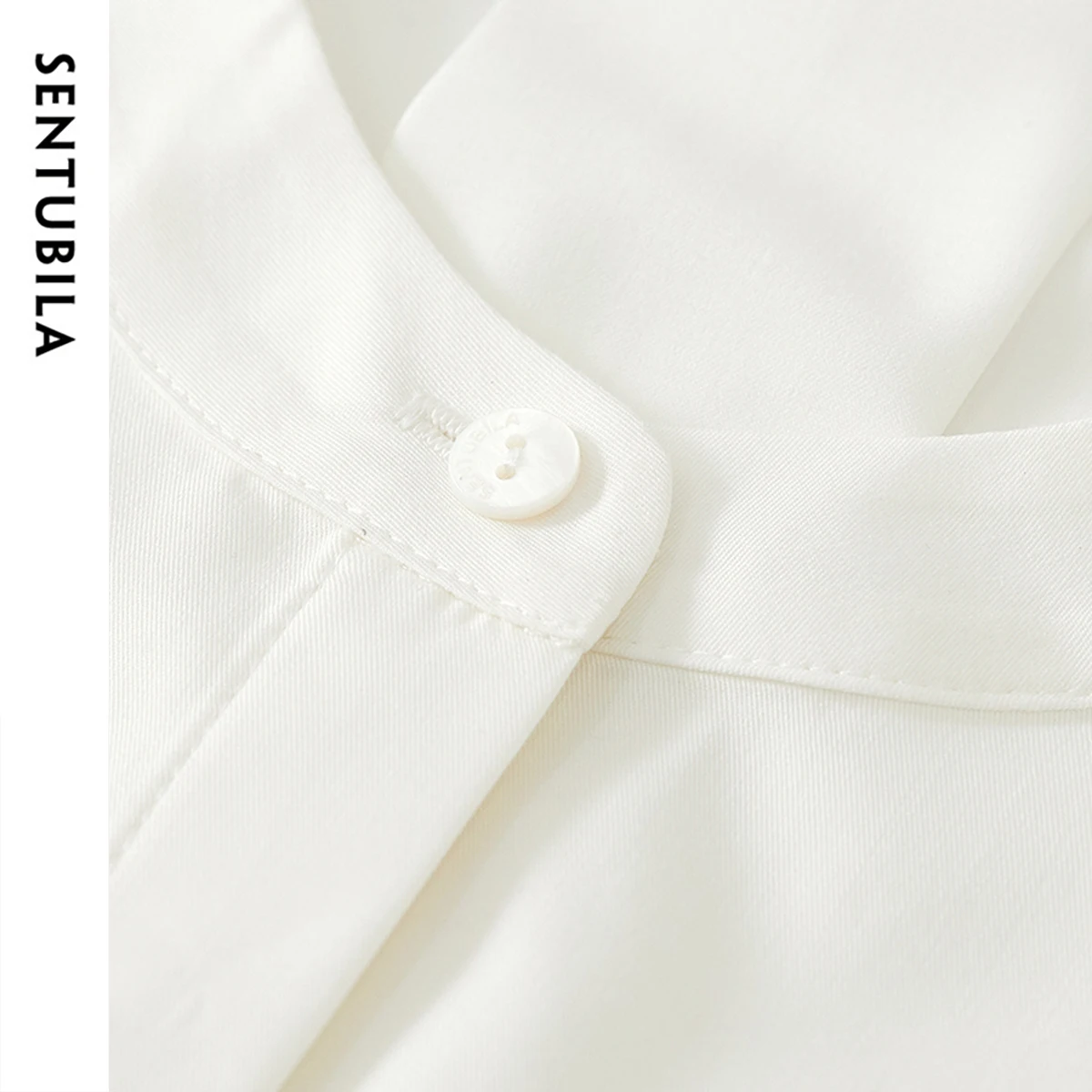 SENTUBILA Office Lady Women Shirt 2025 Summer Loose Fit Half Sleeve Solid Covered Button Basic Blouse Woman Clothing 152C59367
