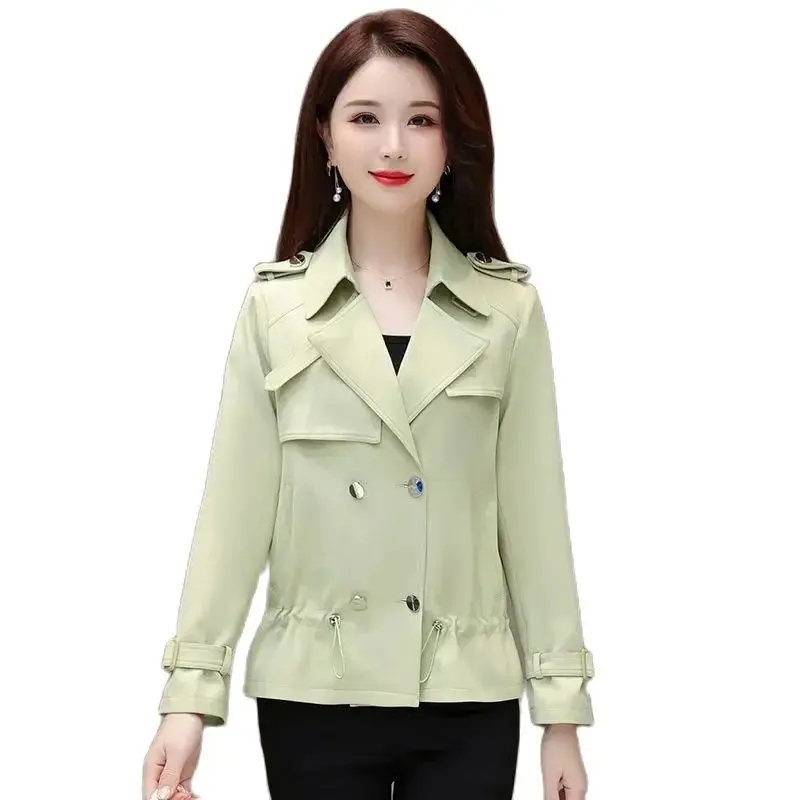 

Spring Autumn Short Pure Colour Windbreaker Women 2024 New Loose Suit Collar Trench Coat Fashion Single-Breasted Outwear Female