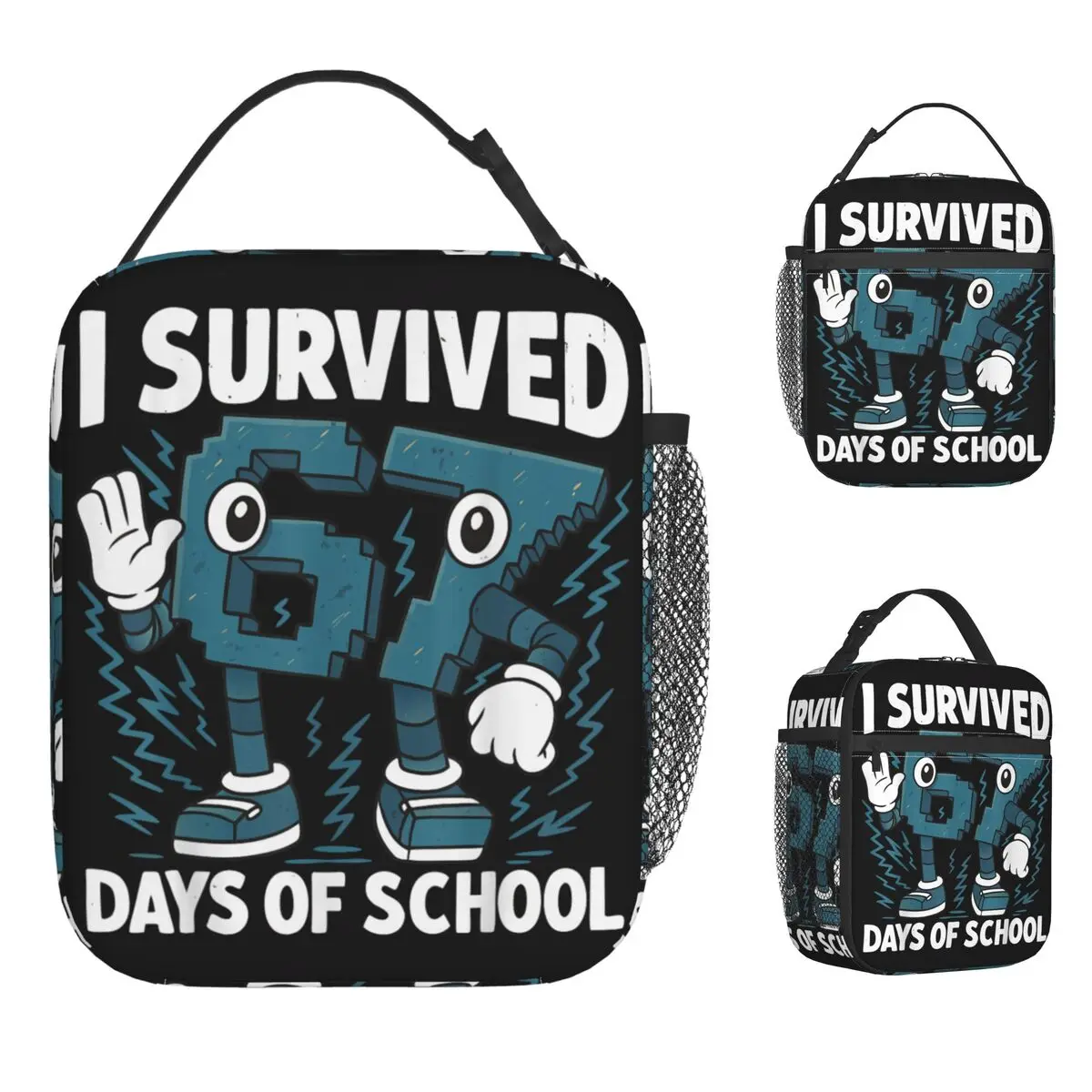 

6-7 Meme Six Seven I Survived 67 Days Of School Сумка для обеда для девочек с принтом Ланч-бокс Сумка-холодильник для пикника Портативные сумки-тоут