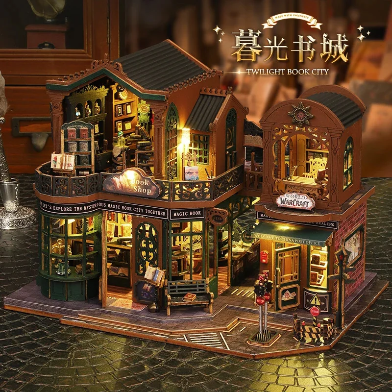 

2024 DIY Wooden Doll Houses Twilight Book City 3D Miniature Model Kit Villa Dollhouse With Furniture Led Light For Friends Gifts