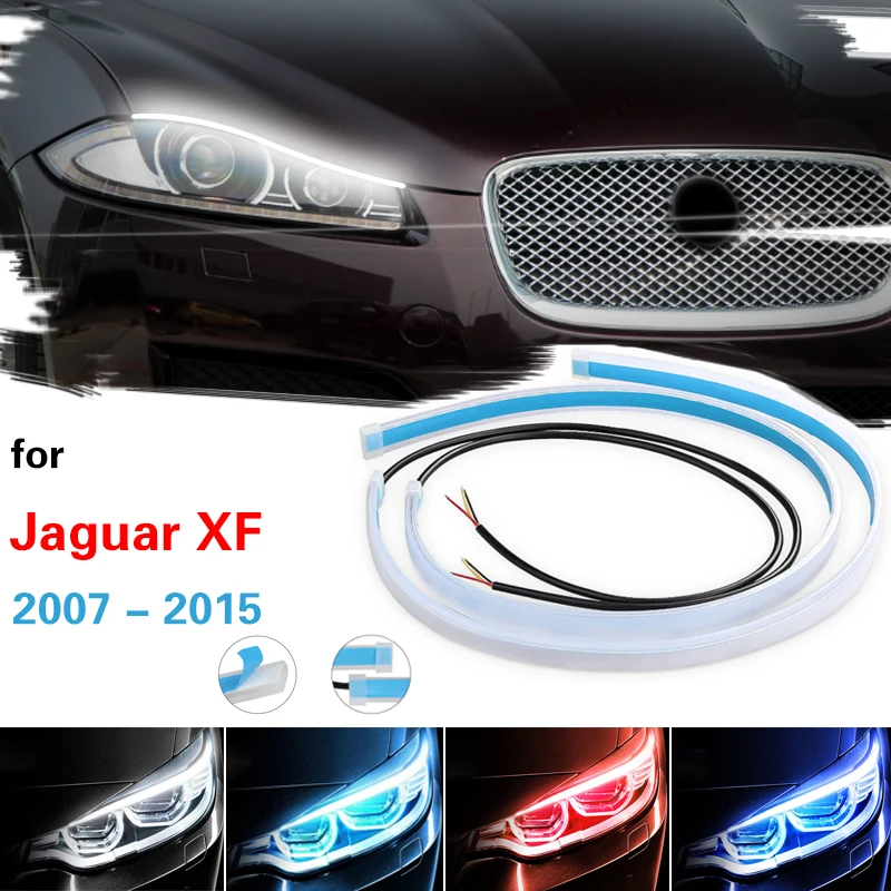 

12V LED DRL Car Daytime Running Light For Jaguar XF 2007-2015 Flexible Flow DRL LED Strip Auto Headlight Turn Signal Lamp Yellow