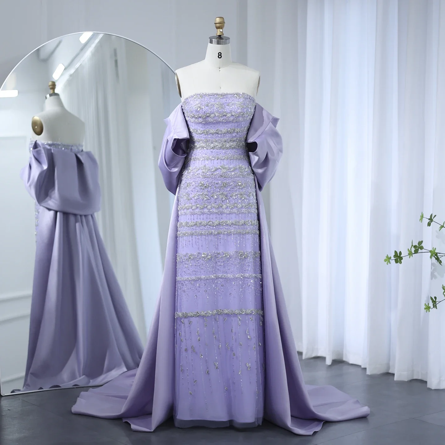 Luxury Dubai Sage Green Evening Dresses with Cape 2024 Arabic Blue Sky Lilac Elegant Women Wedding Party Gowns Customized