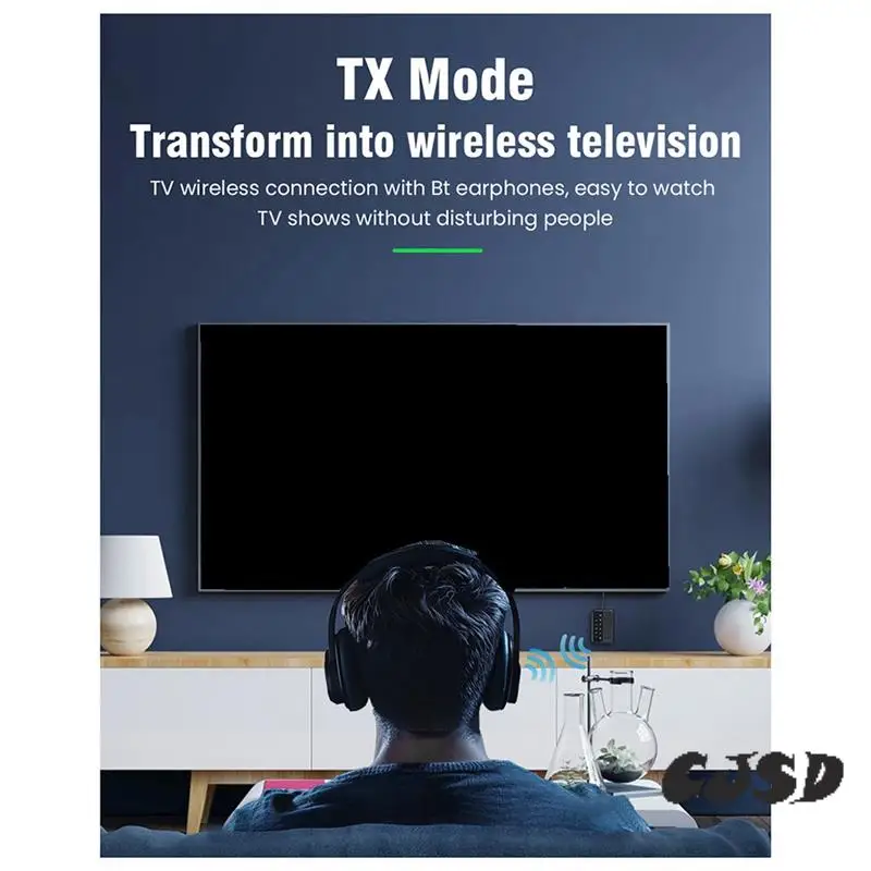 CJSD-QCC5.4 Bluetooth Adapter Aptx Audio Adapter Receiver Transmitter Two-In-One TV Computer One-To-Two