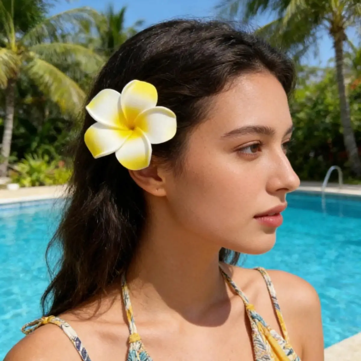 Beach Vacation Hair Clips Plumeria Flower Colorful Tropical Hawaiian Accessories Gift for Women Valentine's Day