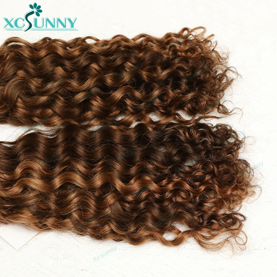 Cabelo humano em massa para trançar, trançar encaracolado, extensões de cabelo, duplo desenhado, destaque, atacado, cor 30, 4