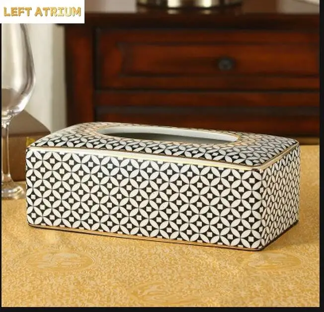 Copper Coin Pattern Ceramic Storage Jar Tissue Box Candy Cotton Swab Home Decorations Ornament Bottle Organizer