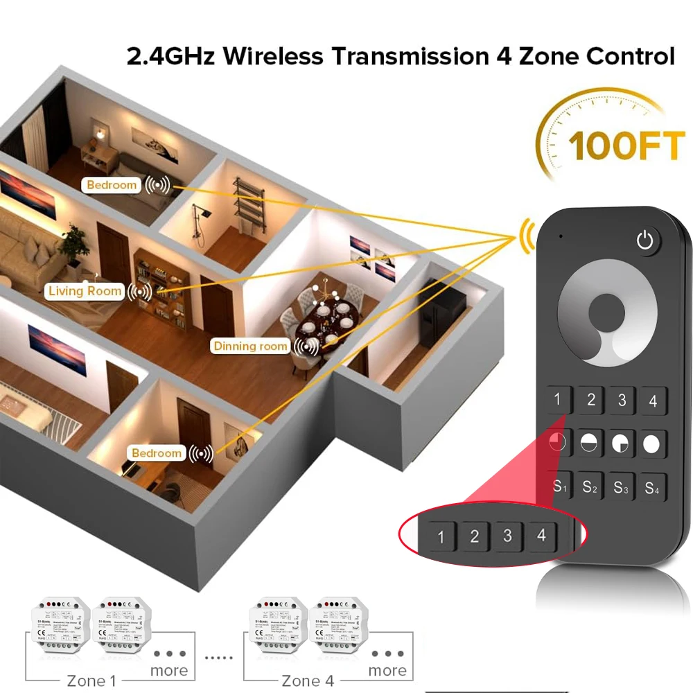 التيرستورات التيار المتناوب باهتة مفتاح الإضاءة دفع التحكم سطوع بلوتوث المنزل الذكية مصباح ليد باهتة TUYA APP/صوت/2.4G RF التحكم عن بعد #3