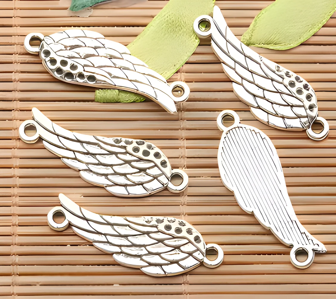 

15pcs 30*10.8mm , hole 1.7mm Alloy matel antiqued silver wing design conectors HW3774H
