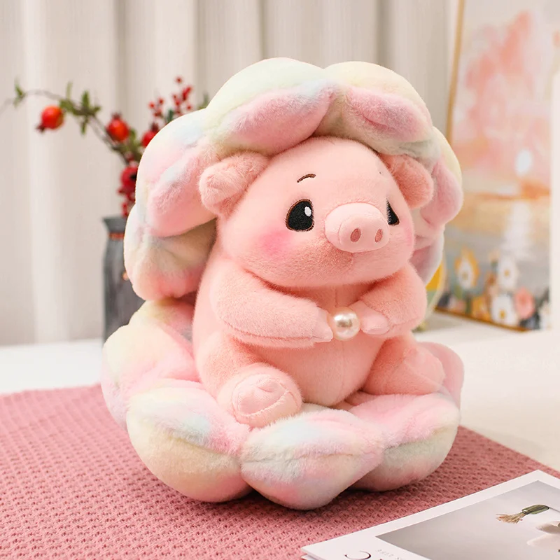 

New Dreamy Pretty Pink Sea Shell Piggy Plush Toys Soft Detachable Shell Pearl Piggy Doll Kawaii Home Decor Lovely Gift