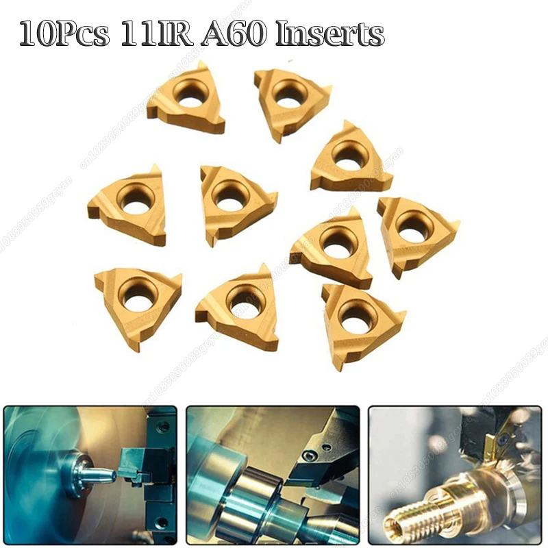 10Pcs 11IR A60 Carbide Threading Turning Inserts For External Threading Tool Boring Bar CNC Metal Lathe Cutting Turning Insert