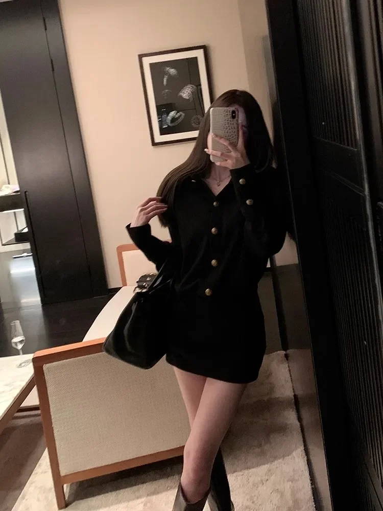 Miiiiix-vestido camisero de manga larga con cuello tipo Polo para mujer, moda de otoño, Vestido corto recto holgado con cintura, ropa informal para mujer 2024