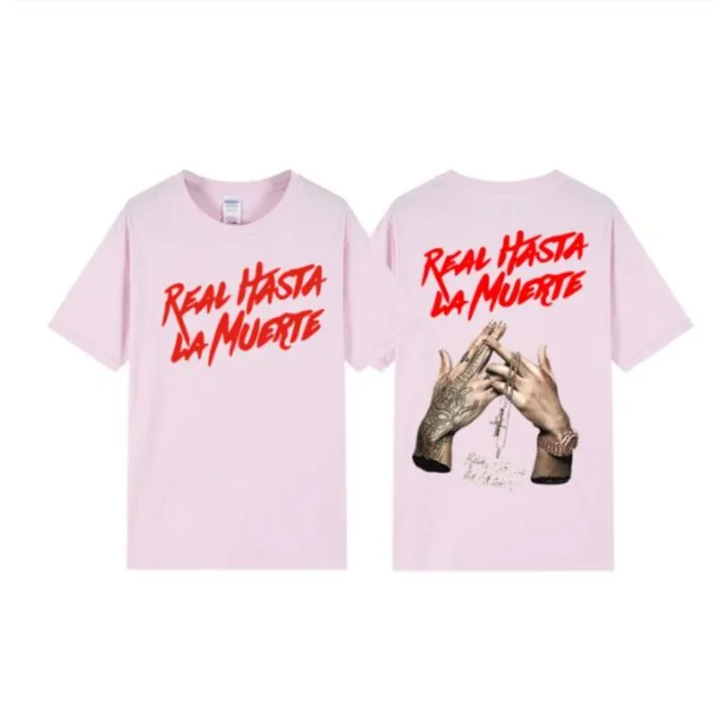 T-Shirt manches courtes col rond homme et femme, streetwear, humoristique, hip-hop, en coton, harajuku, anuel AA Real Hasta La Muerte