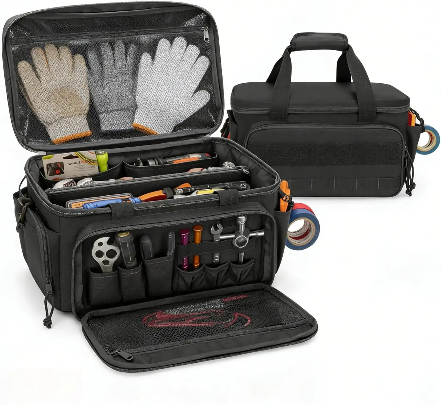

14 inch heavy-duty tool kit, multi-purpose, portable carpenter kit, with multiple zippered pockets and handle design tool bag