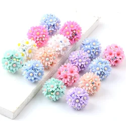 5pcs solid color daisies with peripheral flower- ball Acrylic bead ，Round Spacer Bead， for Jewelry Make DIY Bracelet Necklace