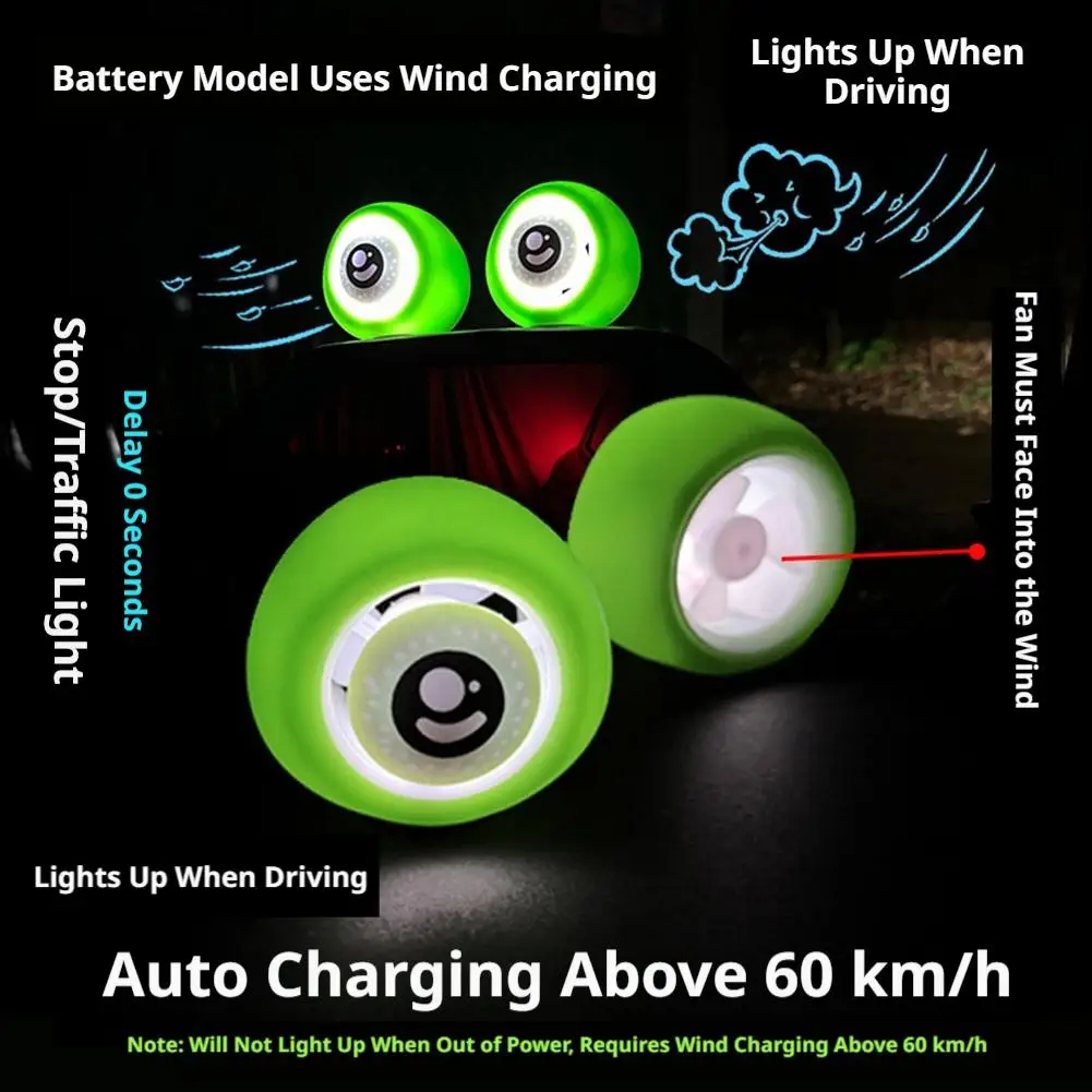2026 Wind-Powered Green Car Decoration Light Sensor-Controlled Auto On/Off No Wiring Required No Support tram
