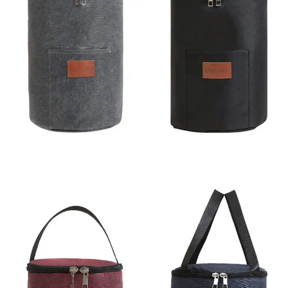 Oxford Round Insulated Lunch Pouch Waterproof Thermal Food Storage Container Portable Bento Organizer Case For Daily Commute