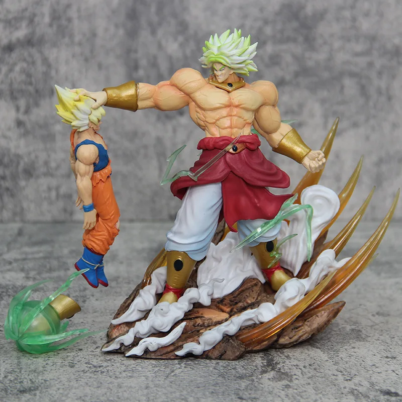 

20cm Dragon Ball - Broly Vs Goku: Muscular Berserk Dual Forms Anime Figure Model Statue Collection Desktop Decoration Ornament