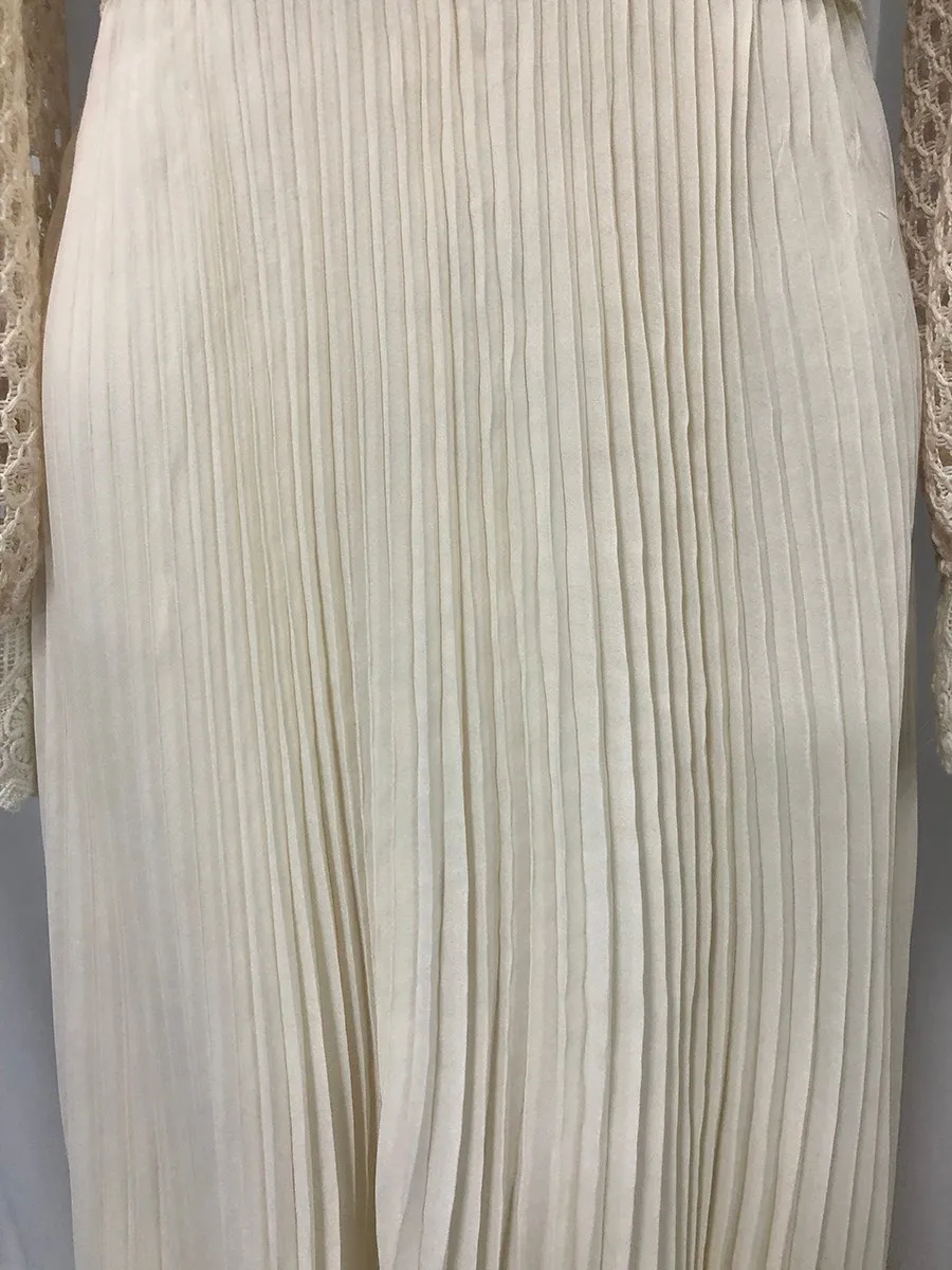 TWOTWINSTYLE Solid Hollow Out Spliced Embroidery Elegant Dresses for Women High Neck Long Sleeves Tunic Casual Dress Female New