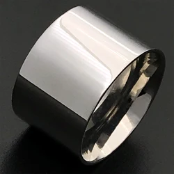 14mm Wide Glossy Large Men's Ring Stainless Steel Shiny Large Glossy Eternity Wedding Ring Tungsten Flat and Polished Boutique