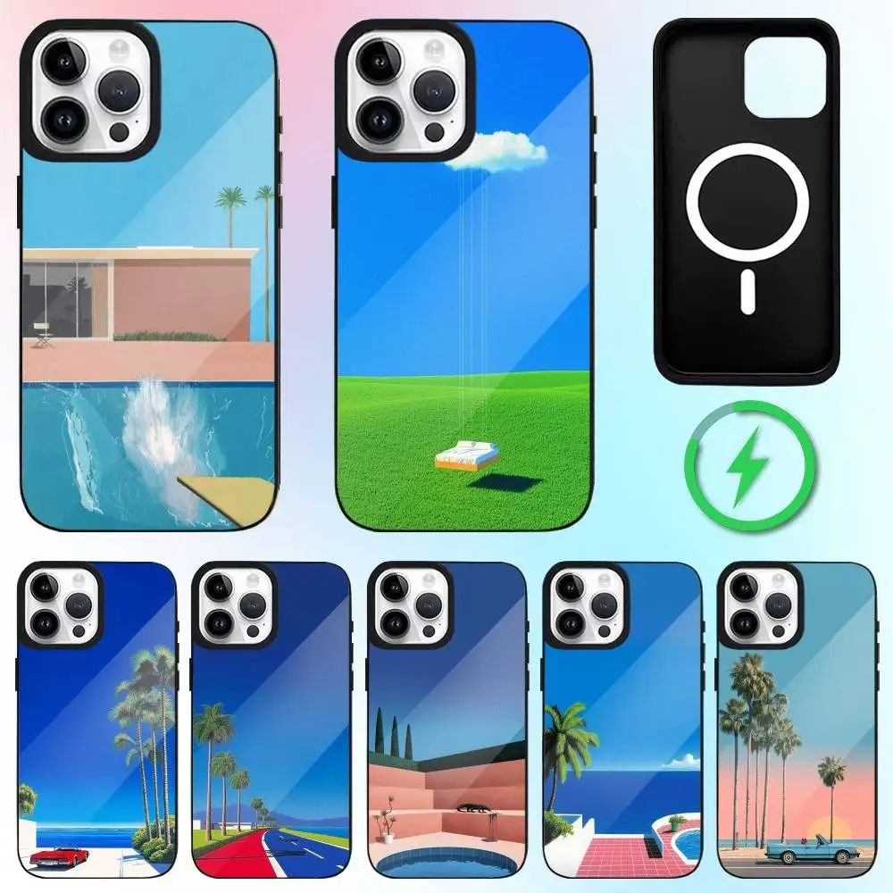 

D-David Art H-Hockney Phone Case For iPhone17,16,15,14,13,12,11 Plus,Pro Max Magnetic Magsafe Wireless Charging