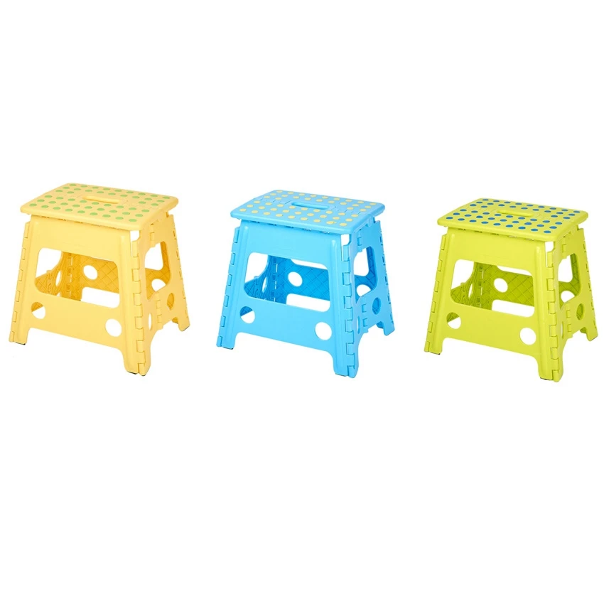 

Collapsible Folding Step Stool with Handle - Lightweight Portable Plastic Seat for Home Bathroom Kitchen Garden, Non-Slip
