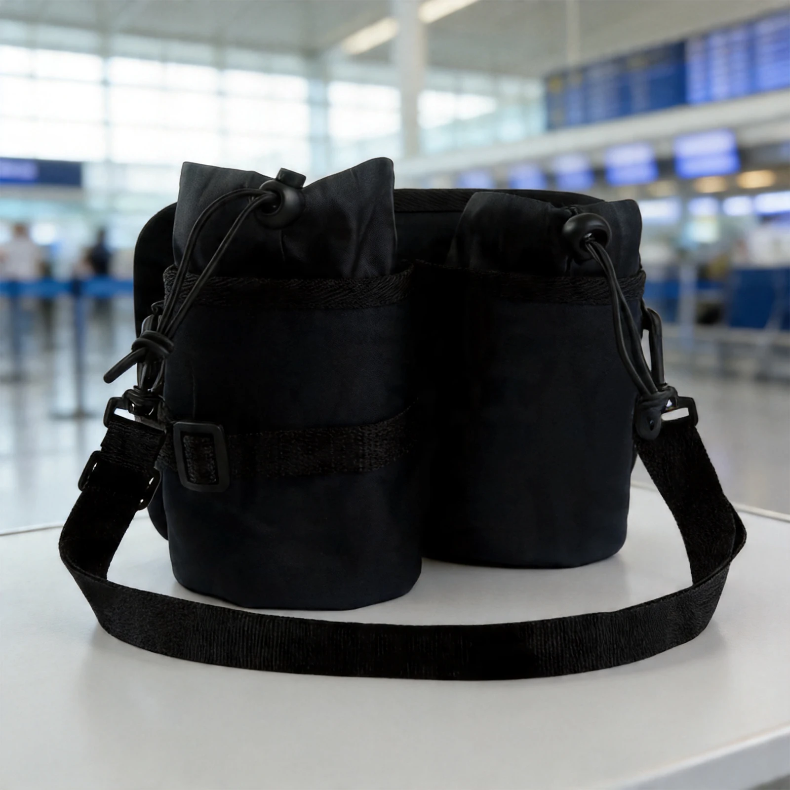 Travel Accessories Holder - 2 Compartment Luggage Cup Holder Fits