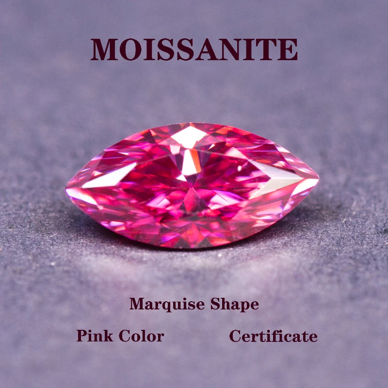 

Moissanite Stone Marquise Pink Color DIY Ring Necklace Earrings Main Materials Gemstone for Jewel Making with Certificate