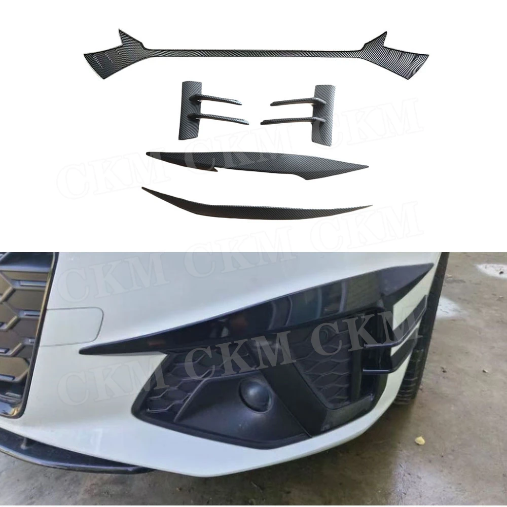 

Front Bumper Canards Spoiler Splitter Front Grille Trim Cover For Audi A4 S4 Not Standard 2020-2024 A Style Body Kits ABS