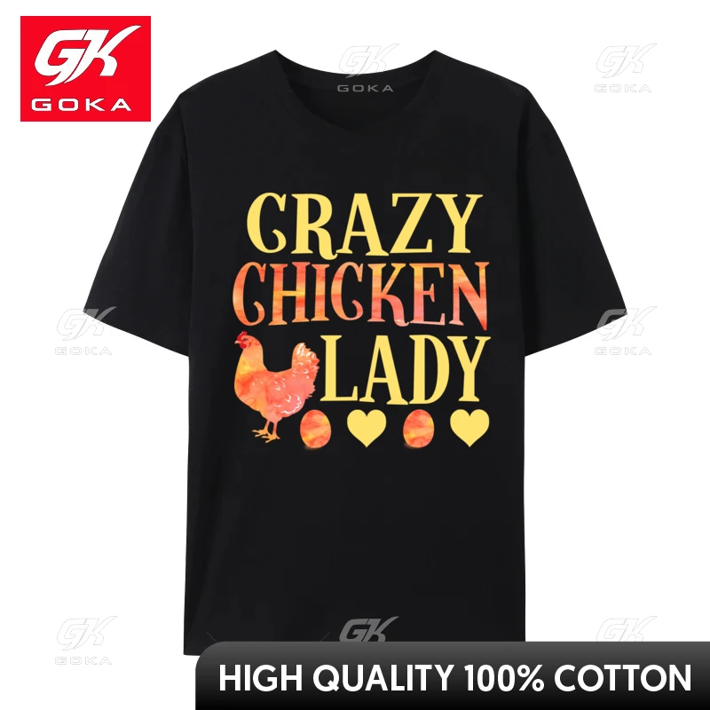 Crazy Chicken Lady Funny Rooster Egg Chickens Custom Top T-Shirt Hip Hop in October We Wear Pink Pure Cotton Men Tops & Tees