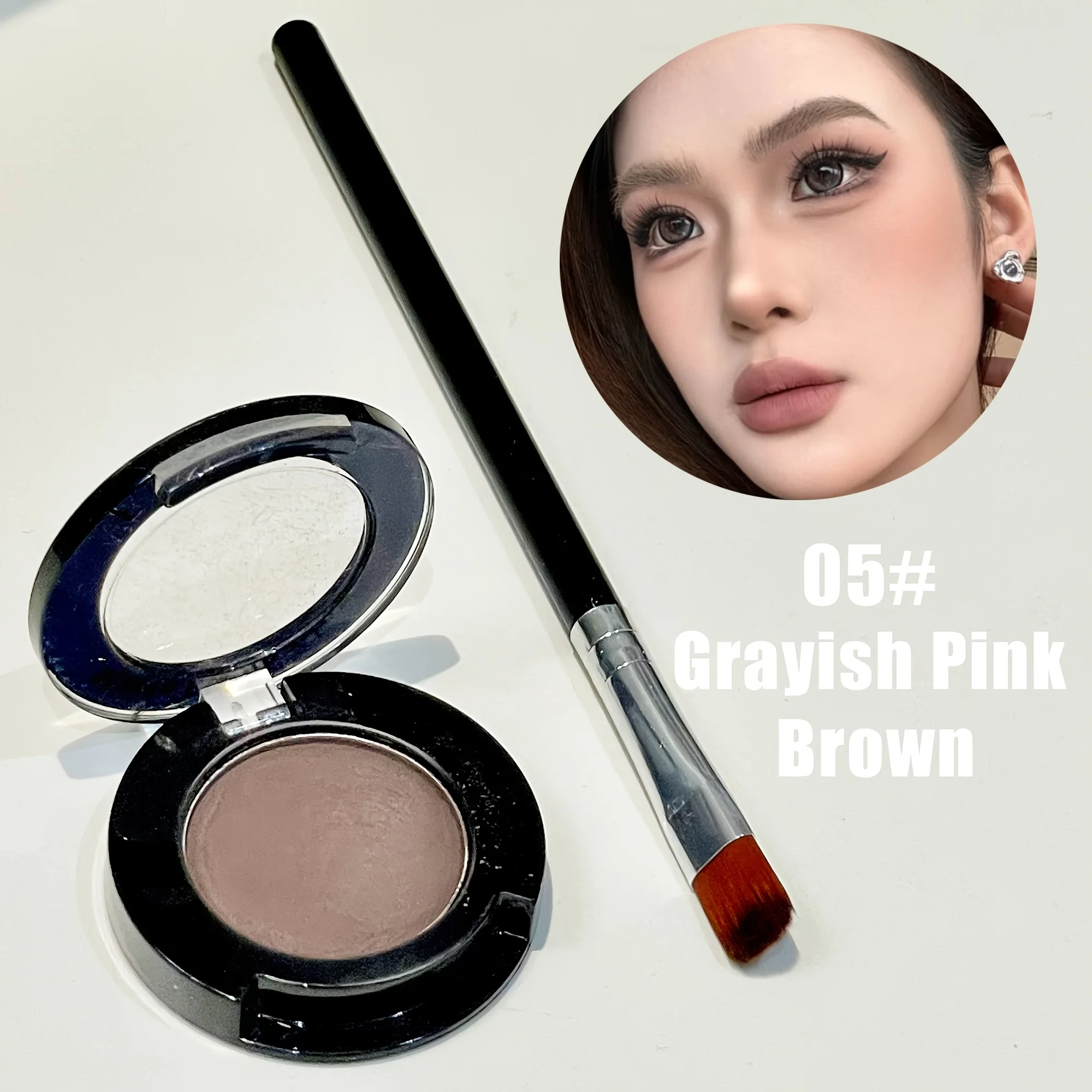 Single Matte Eyeshadow with Brush Low Saturation Color under Eye Highlighting Multi Use Makeup Ideal for Holiday Gifting